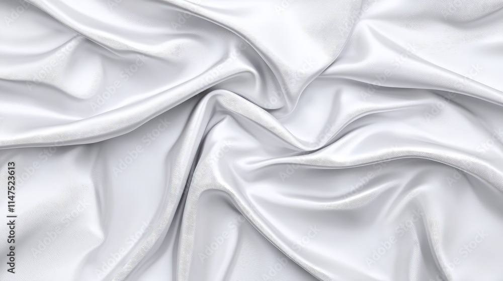 Obraz premium Luxurious white silk fabric with elegant folds and wrinkles, showing texture and drape.