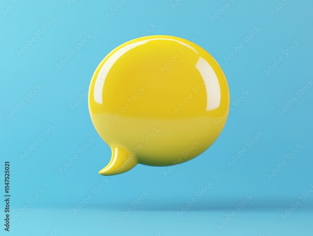 Yellow speech bubble on blue background Yellow speech bubble on blue background