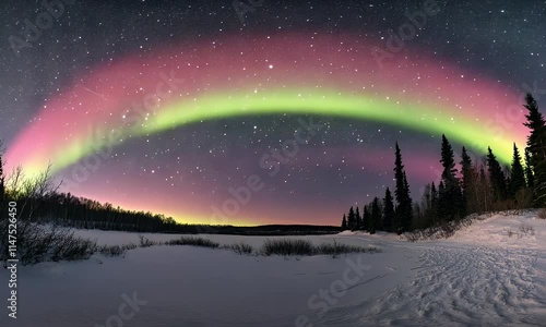 Wallpaper Mural A stunning aurora borealis illuminates a snowy landscape under a starry sky. Torontodigital.ca
