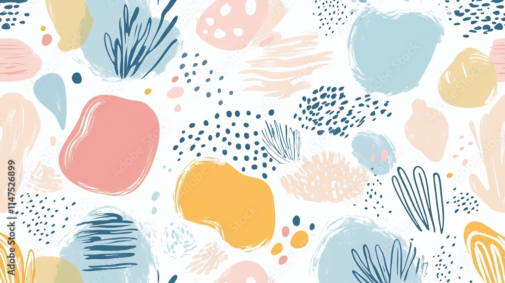 Abstract Pastel Shapes Seamless Pattern Design Abstract Pastel Shapes Seamless Pattern Design