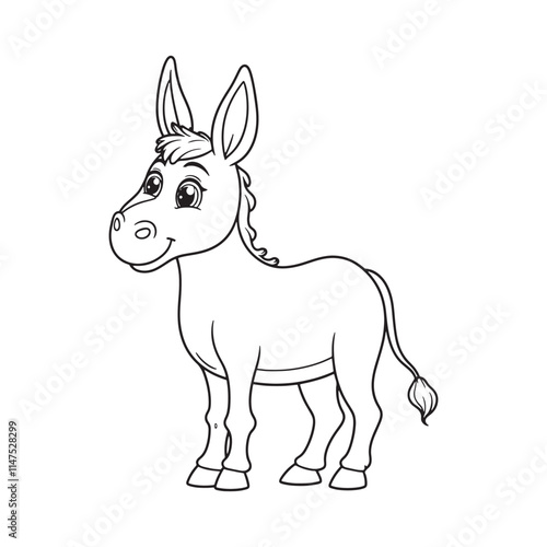 Donkey line art on white backgroun