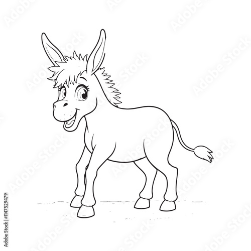 Donkey line art on white backgroun