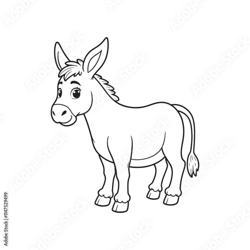 Donkey line art on white backgroun