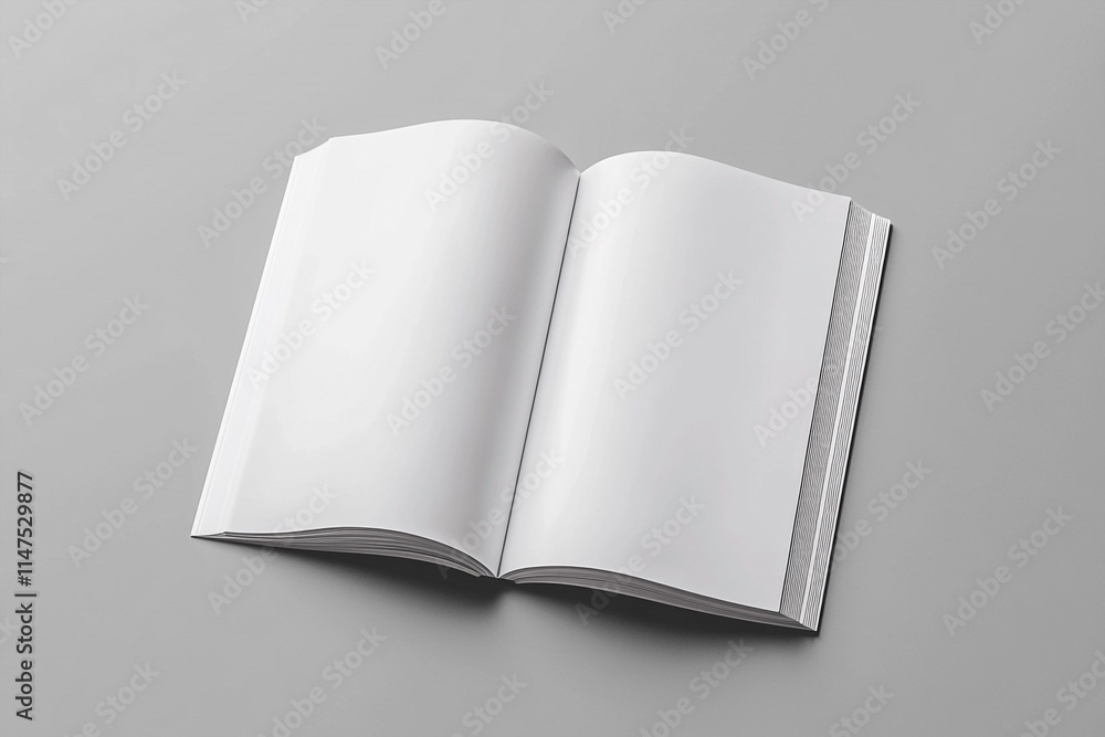 Open Blank Magazine Spread on Clean Gray Background Open Blank Magazine Spread on Clean Gray Background