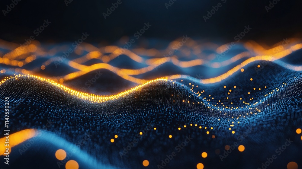Abstract digital wave background with glowing particles. Abstract digital wave background with glowing particles.