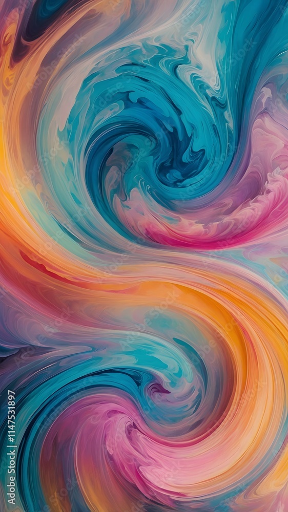 Fototapeta premium Vertical vortex Swirls in Multicolored Vibrant Abstract Art – Digital Background for Wallpaper or Screensaver