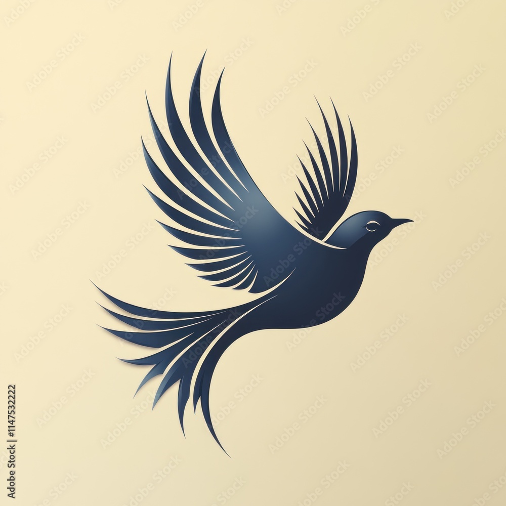 Fototapeta premium A stylized bird in flight, symbolizing freedom and grace.
