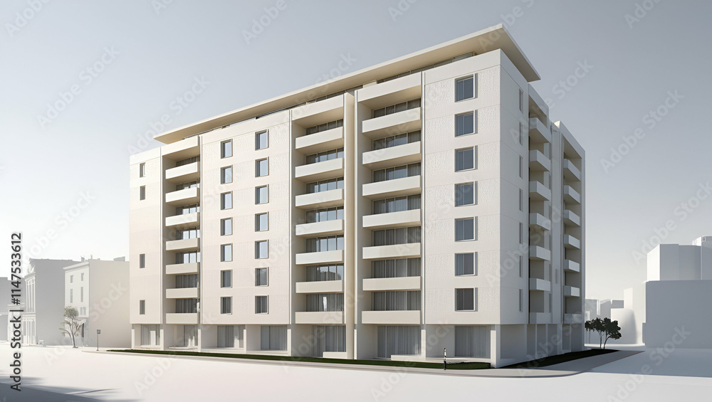 A clear and crisp PNG of an urban residential building with modern architectural elements, perfectly isolated on a white background. A clear and crisp PNG of an urban residential building with modern architectural elements, perfectly isolated on a white background.