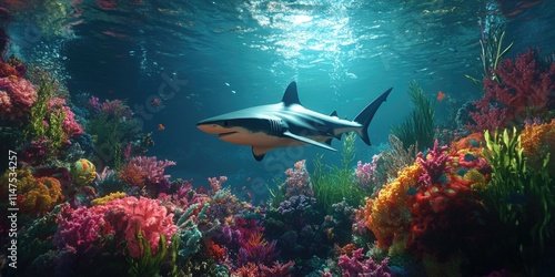 Wallpaper Mural Shark in coral reef Torontodigital.ca