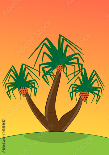 Fun illustration of a Pandanus tree