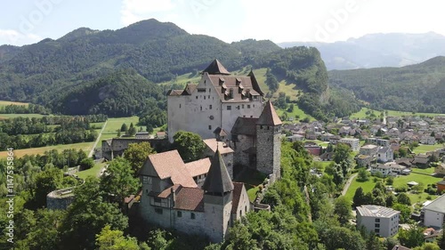 Wallpaper Mural Drone shot of the impressive Gutenburg Castle, in Balzers, Liechtenstein. Torontodigital.ca