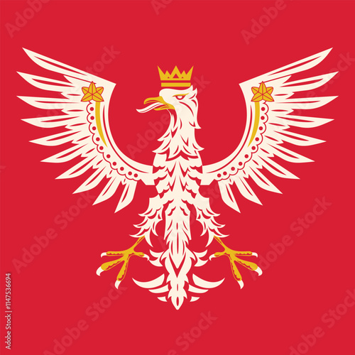 Creation of a Poland eagle with a beautiful flat design