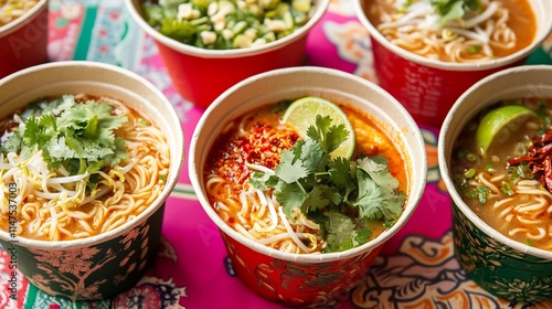 Colorful Asian Noodle Bowls: A Culinary Delight