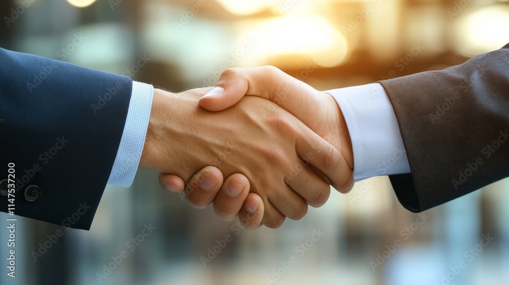 Close-up shot of two businessmen shaking hands. Close-up shot of two businessmen shaking hands.