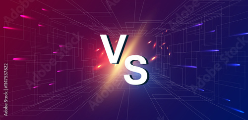 Vector illustration versus template blue and red background