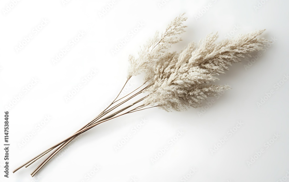 Dried pampas grass stems on white background. Dried pampas grass stems on white background.