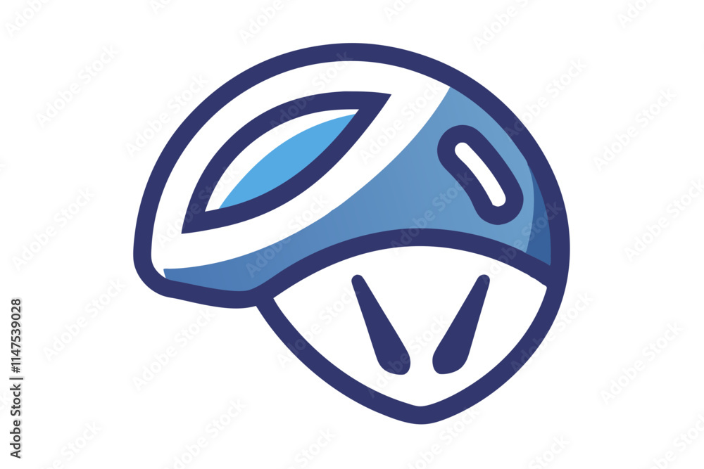 Stylish Cyclist Helmet Icon on White for Safety Awareness Stylish Cyclist Helmet Icon on White for Safety Awareness