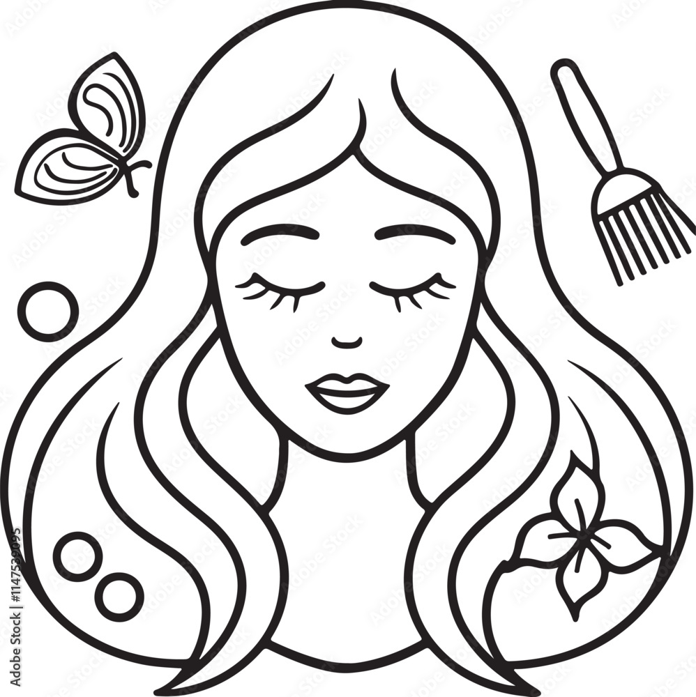 Elegant woman with a spoon in a stylish sketch illustration Elegant woman with a spoon in a stylish sketch illustration