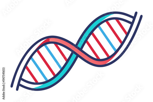 DNA and Chromosome Line Icon A Simplified Representation of Genetics