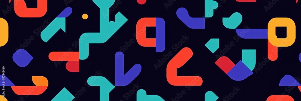 Abstract geometric pattern with vibrant colors on a dark background. Abstract geometric pattern with vibrant colors on a dark background.