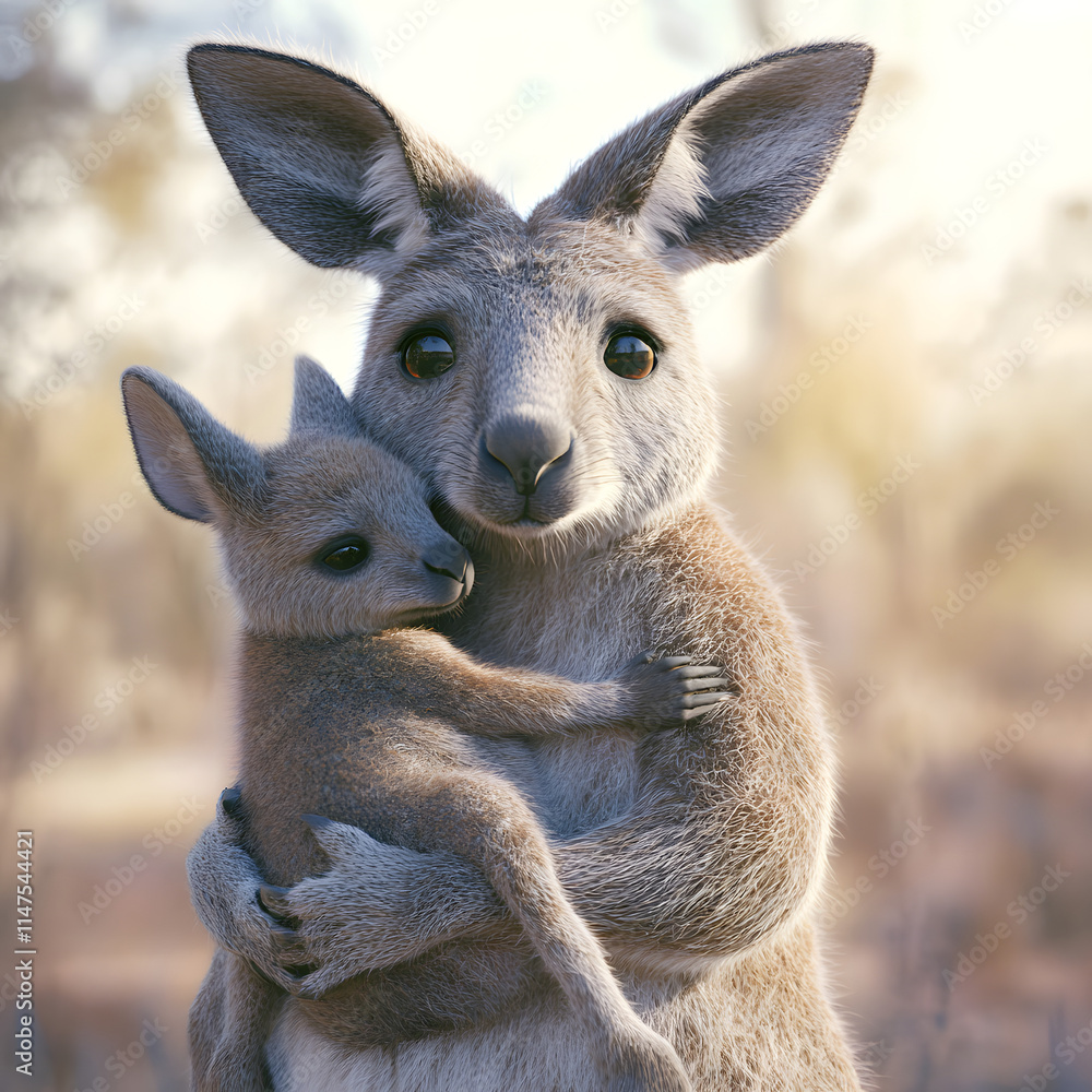 Fototapeta premium kangaroo and baby