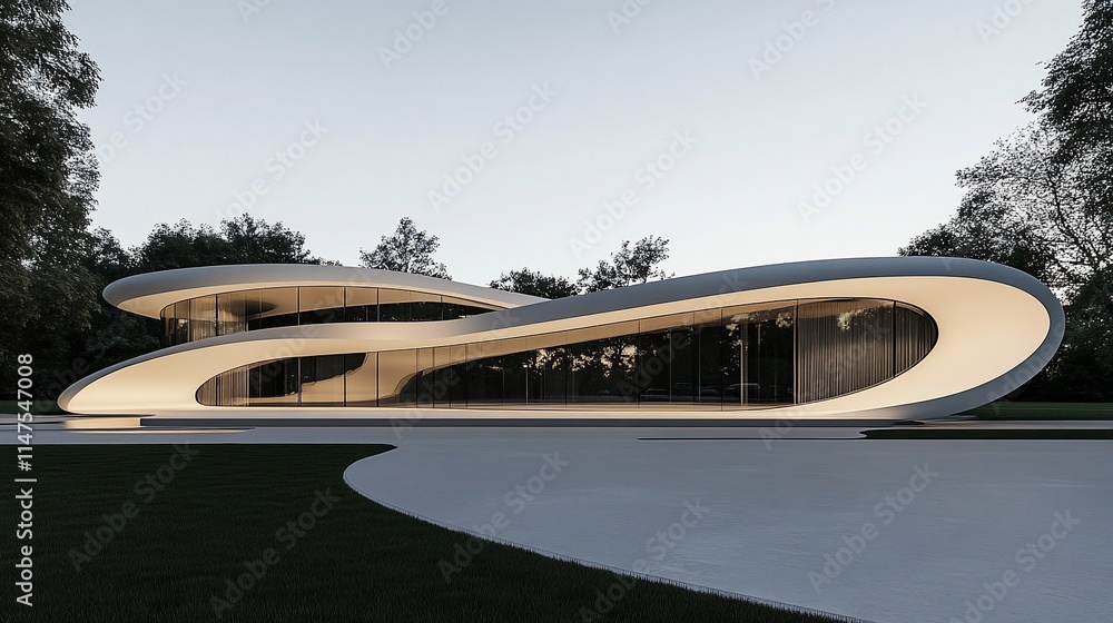 Modern architectural design with fluid shapes and curves. Modern architectural design with fluid shapes and curves.