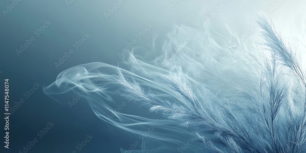 Blue Smoke and Feathery Plants Abstract Art Blue Smoke and Feathery Plants Abstract Art