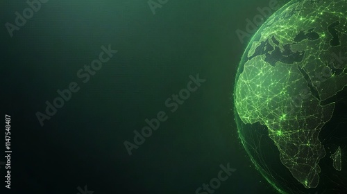 Green glowing digital Earth network connection