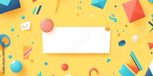 Blank White Rectangle Surrounded By Colorful Geometric Shapes