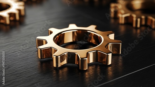 imagine prompt: symbolic minimalist gold bar splitting into gears representing the mechanical nature of behaviorism in learning, where each gear signifies stimulus-response --c photo