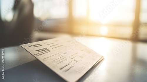 Modern airline boarding pass on light surface with abstract patterns, dynamic tilt for design flexibility, clean layout ideal for branding or promotional use.