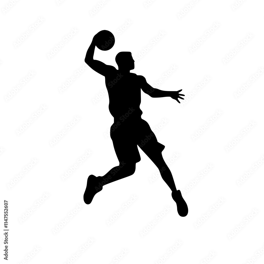 Silhouette of Basketball Player Dunking Ball, Black silhouette of a basketball player performing a dunk, showcasing athleticism and energy, isolated on a white background.
Silhouette of Basketball Player Dunking Ball, Black silhouette of a basketball player performing a dunk, showcasing athleticism and energy, isolated on a white background.