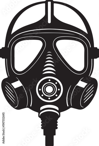 Front view oxygen mask silhouette and medical equipment