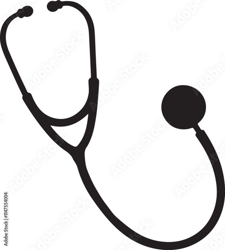 Stethoscope silhouette of a medical equipment and vector art
