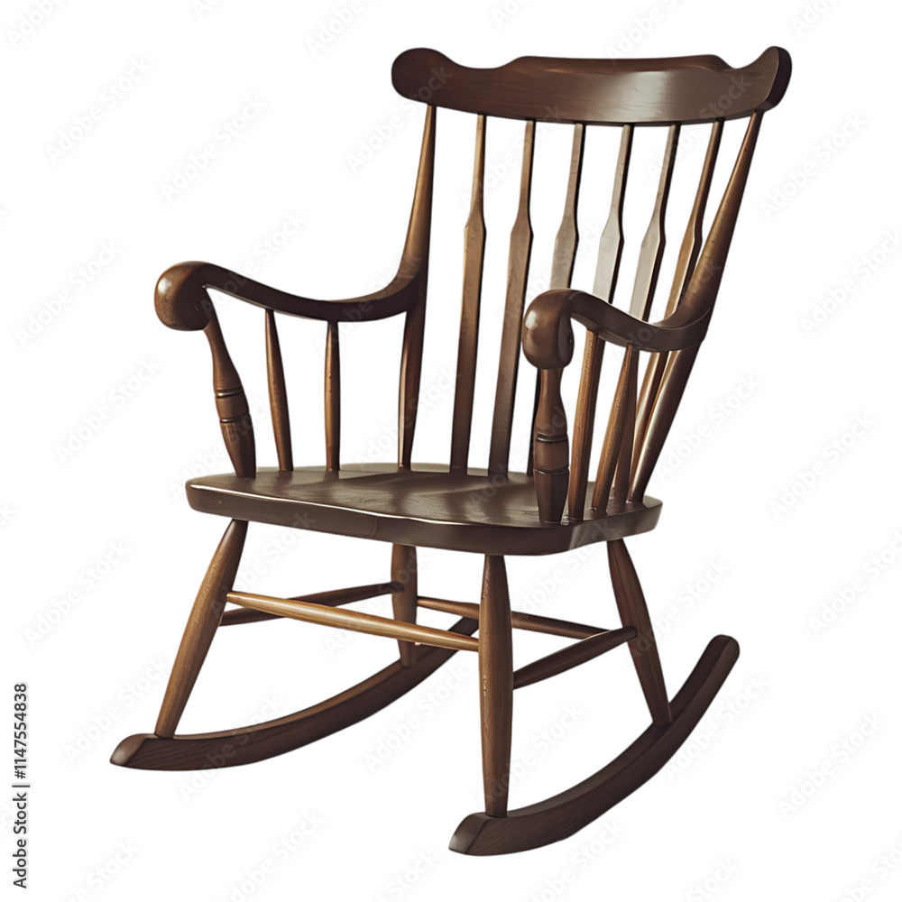 Traditional Wooden Rocking Chair with Curved Arms Traditional Wooden Rocking Chair with Curved Arms