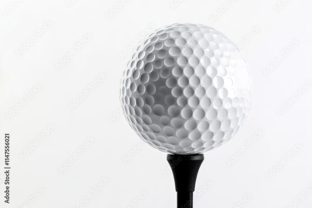 Close-up of a white golf ball on a tee against a white background. (1) Close-up of a white golf ball on a tee against a white background. (1)