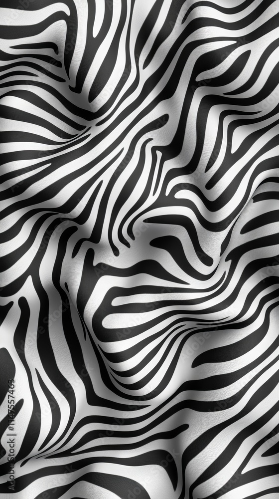 Abstract black and white zebra stripe pattern on crumpled fabric. Abstract black and white zebra stripe pattern on crumpled fabric.