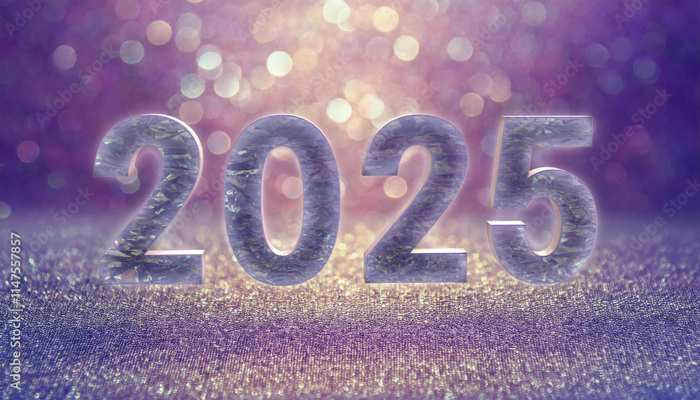 キラキラのラメ光を反射した輝く粒とボケの派手なデコレーションの背景 宝石のような2025の年の3Dテキスト 冬・新年・正月・新しい・クリスマス・元日のイベントお祝いの新年会のタイトルイメージ キラキラのラメ光を反射した輝く粒とボケの派手なデコレーションの背景 宝石のような2025の年の3Dテキスト 冬・新年・正月・新しい・クリスマス・元日のイベントお祝いの新年会のタイトルイメージ