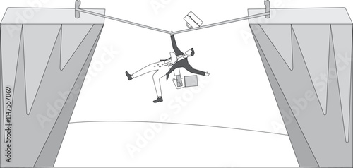 Backstabbing, betrayal and entrapment, dishonest or hidden crises and risks, isometric suspension in mid-air of a businessman being back stabbed by a hand with a knife behind his back