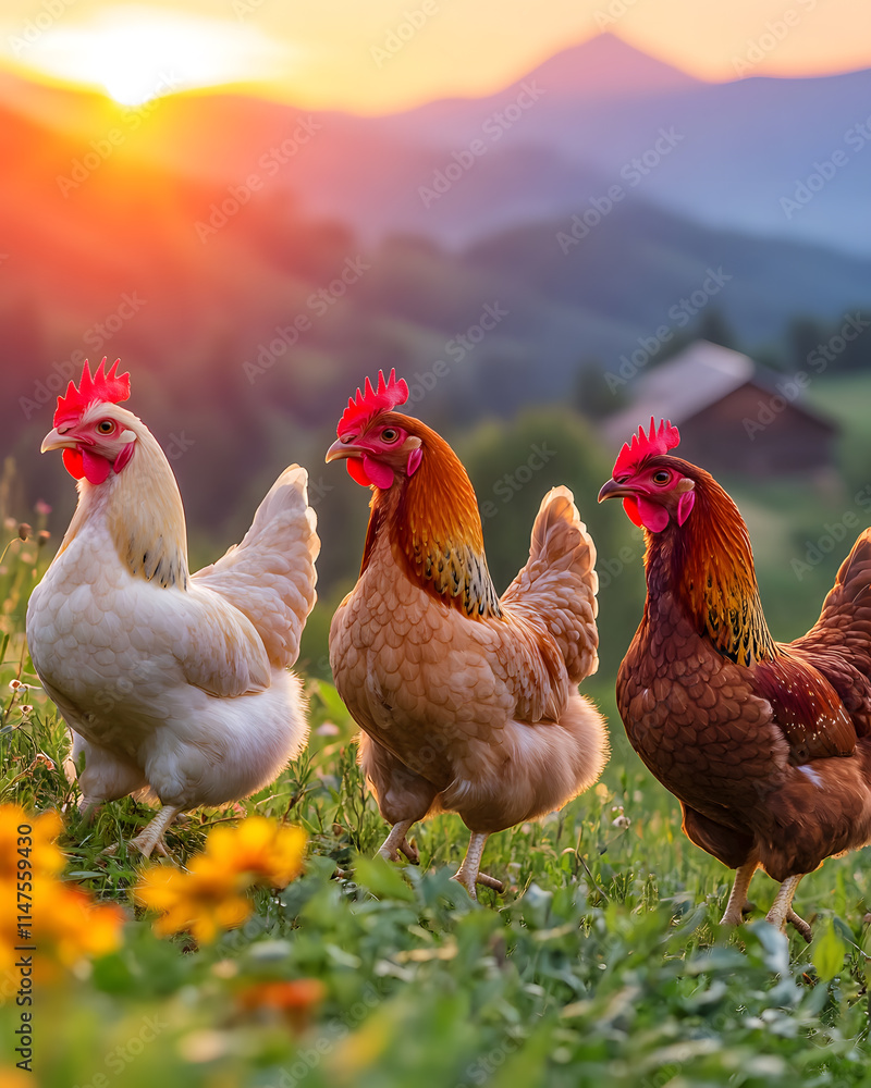 Fototapeta premium Creative Chicken Concepts, From Vibrant Farm Scenes and Food Styling