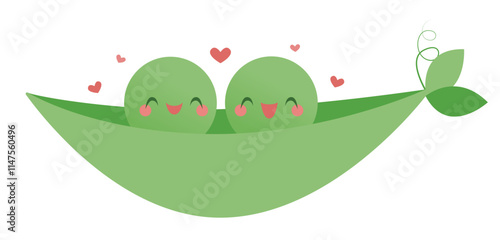Two cute and happy peas in a pod illustration