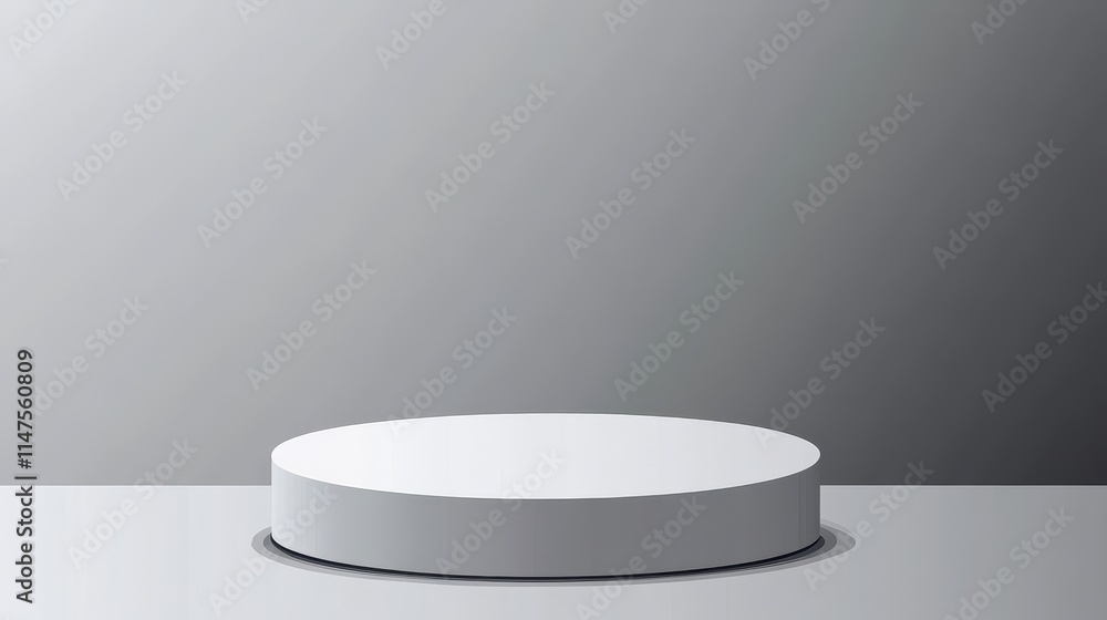 White Cylindrical Platform Against Grey Background White Cylindrical Platform Against Grey Background