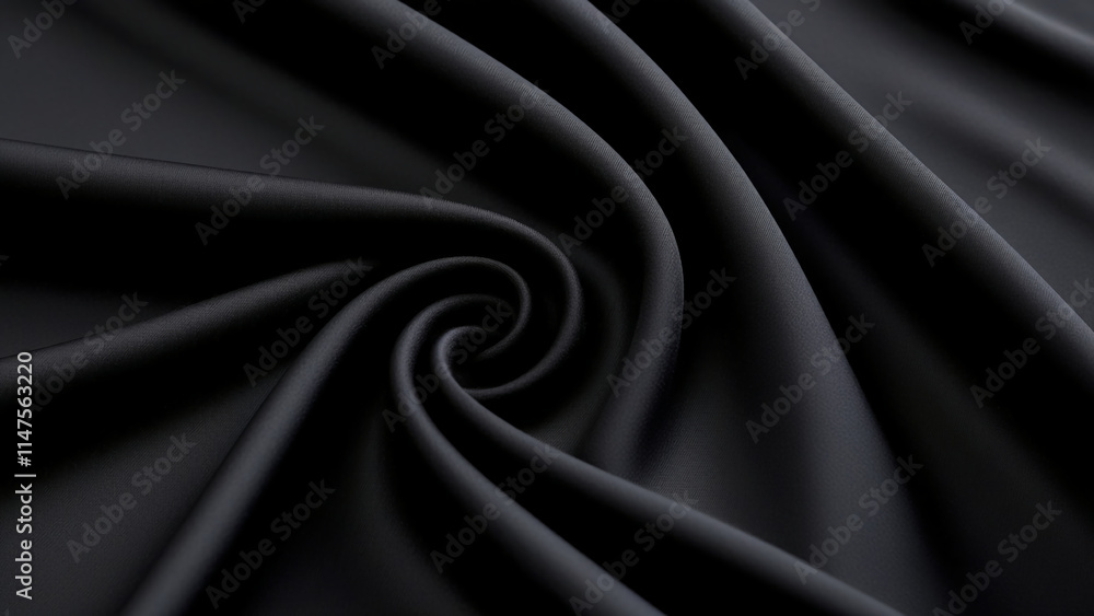Fototapeta premium Luxurious Black Satin Fabric Texture for Elegant Backgrounds and Design Elements