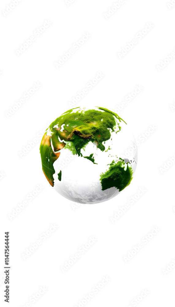 Concept of green earth isolated on white, collage style Concept of green earth isolated on white, collage style