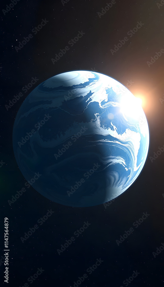 Fototapeta premium image of the earth seen from space. 3d render, one line art, with white tones