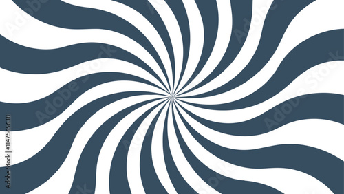 Abstract background with rays retro starburst. Funky ray elements, circle motifs, reminiscent of circus themes. Black and white twisted swirl. Spiral radial striped backdrop design.