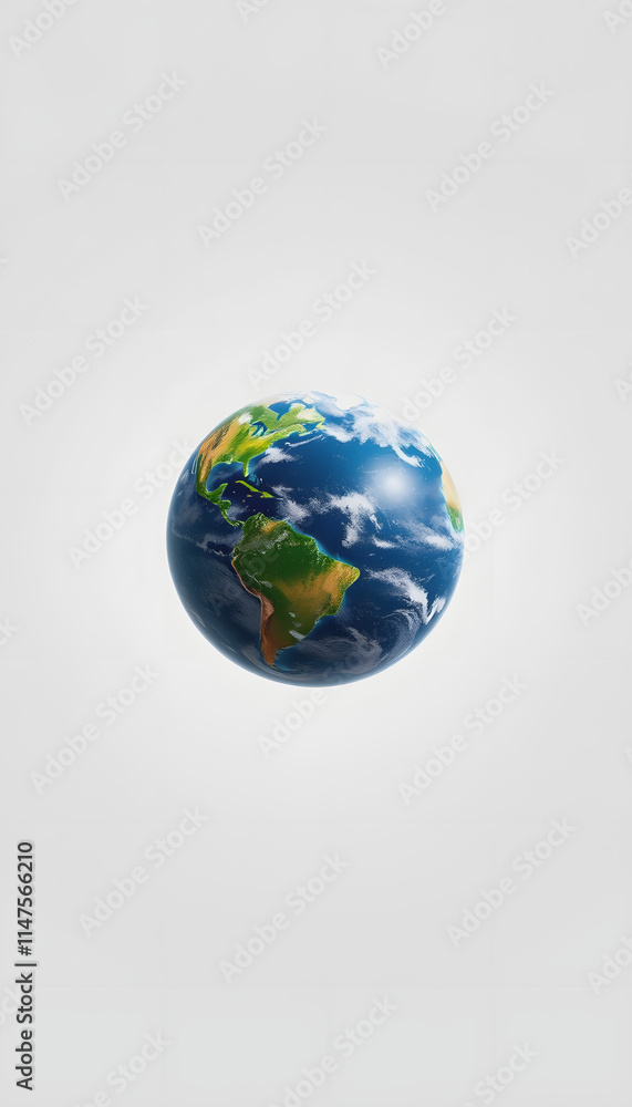 Earth planet concept hovering on a white background showing America, smooth light Earth planet concept hovering on a white background showing America, smooth light
