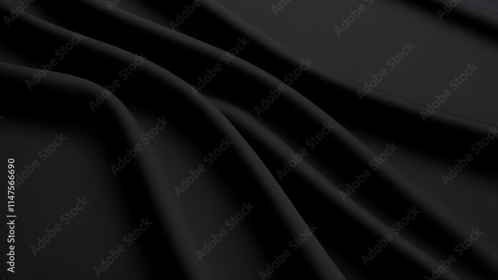 Fototapeta premium Luxurious Black Satin Fabric Texture for Elegant Backgrounds and Design Elements