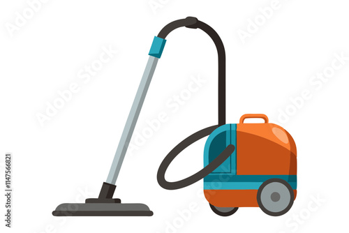 Vacuum Cleaner Line Illustration on White Background