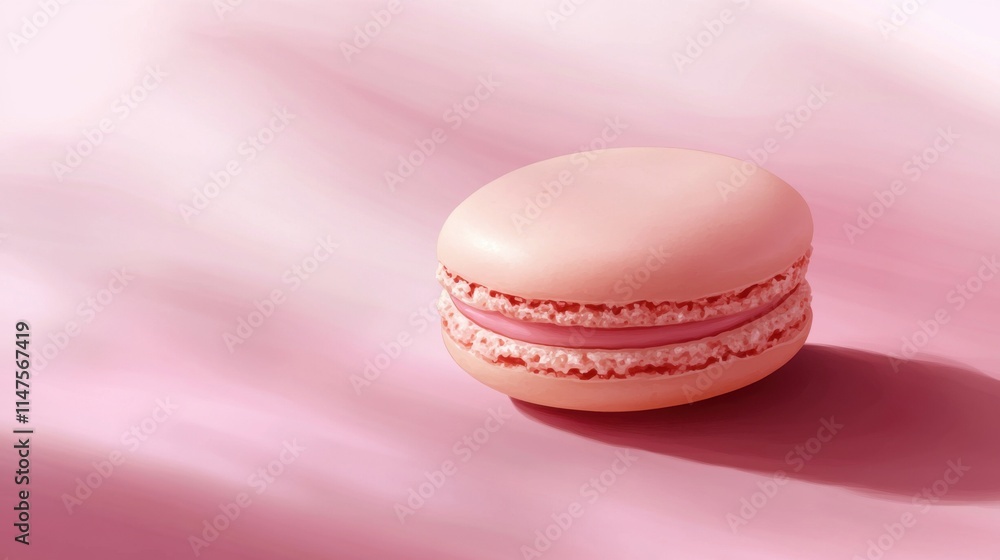 Obraz premium Gradient pink background with a single macaron in the foreground